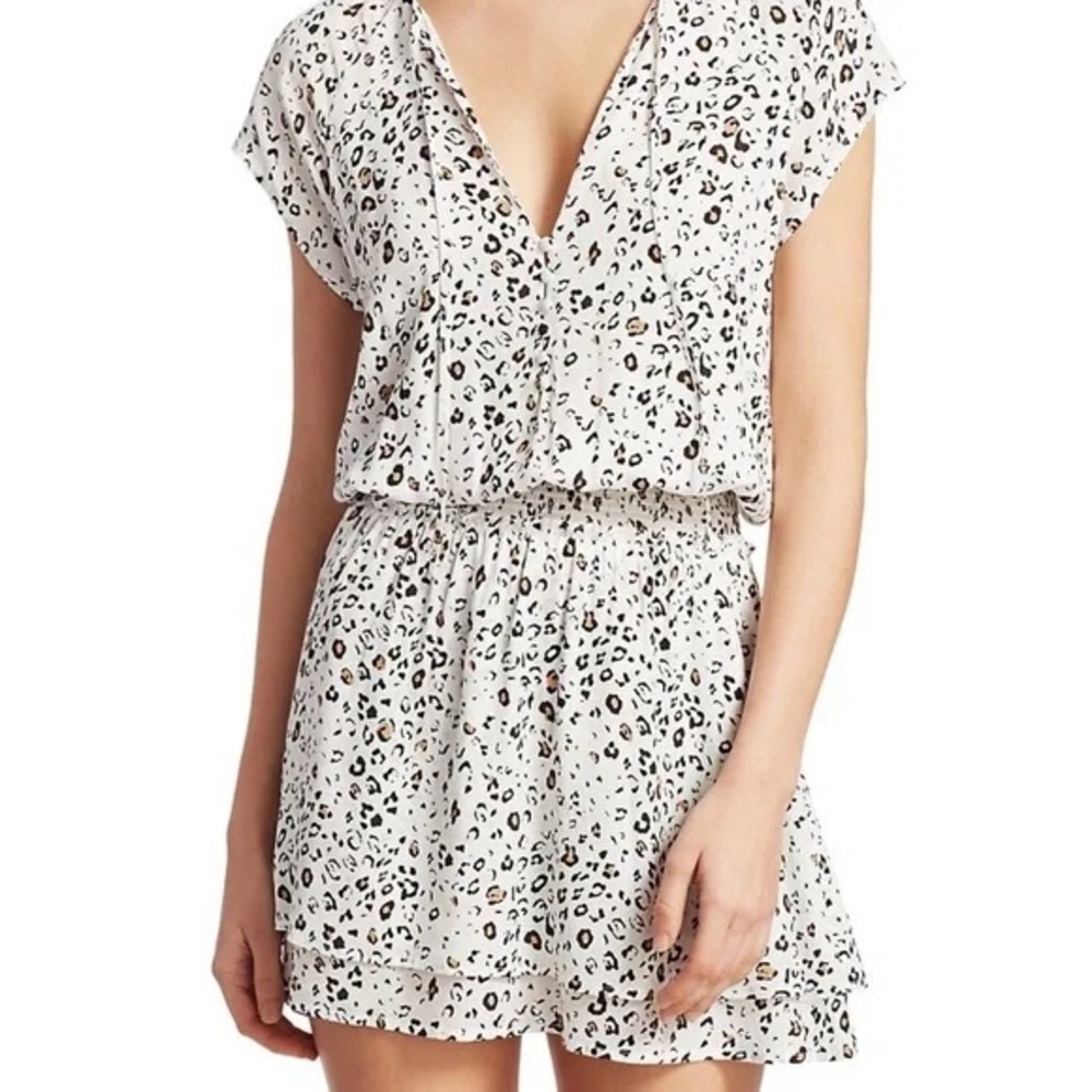 Rails Karla White Mocha Leopard Mini Dress Size Small NWT